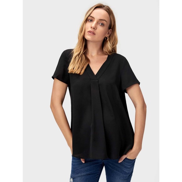 Maternity Solid V Neck short sleeve Blouse light green - Picture 7 of 11